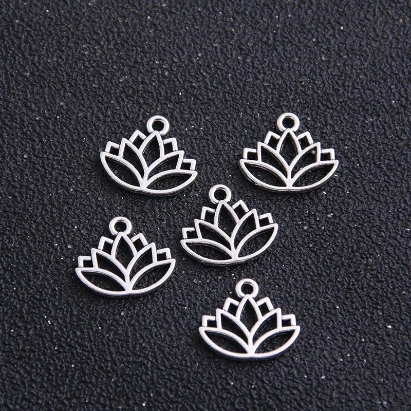 30pcs 14*16mm two color Lotus Flower Head Meditation Yoga Pendants for Jewelry Making DIY Handmade Craft