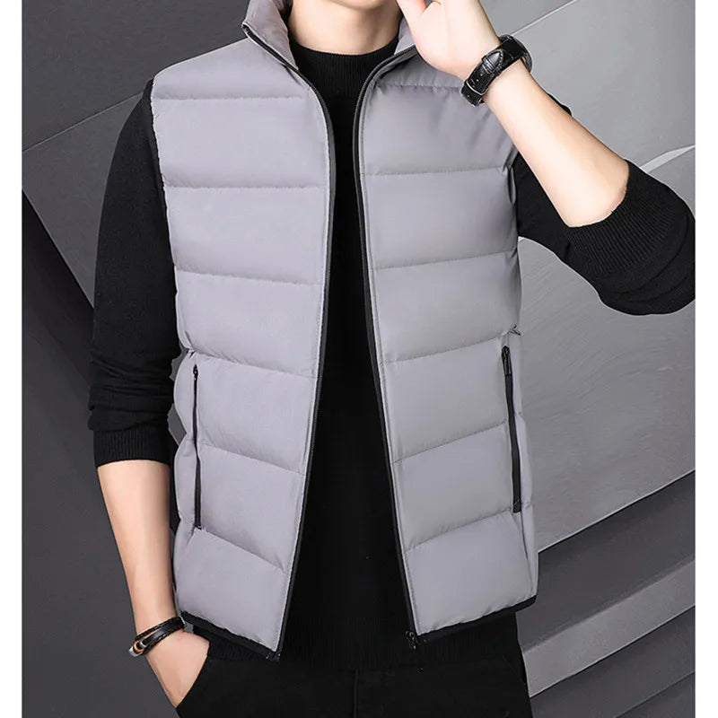 2024 NEW Casual Down Cotton Men'S Spring And Autumn And Winter Korean Version Trend Wear A Vest Warm Shoulder Coat Boy