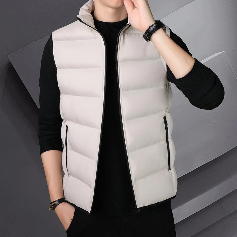 2024 NEW Casual Down Cotton Men'S Spring And Autumn And Winter Korean Version Trend Wear A Vest Warm Shoulder Coat Boy