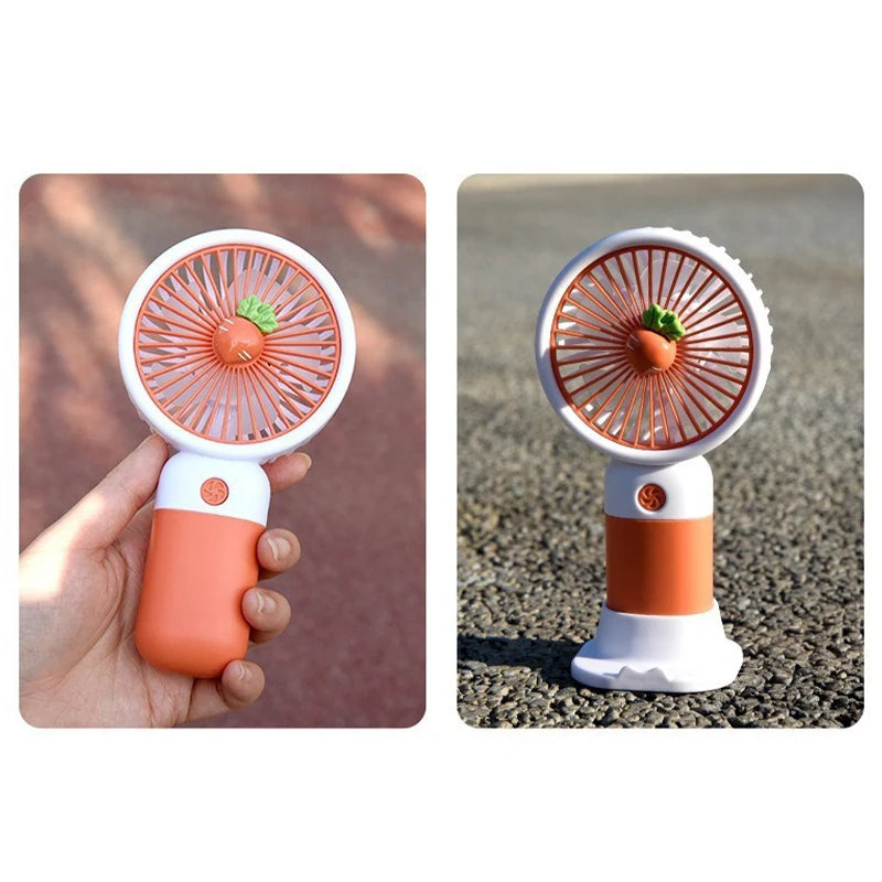 Handheld Small Fan Cartoon Cute Fruit Flower Portable Desktop Lazy Phone Holder Multi-purpose Student Summer Electrical Fan Usb