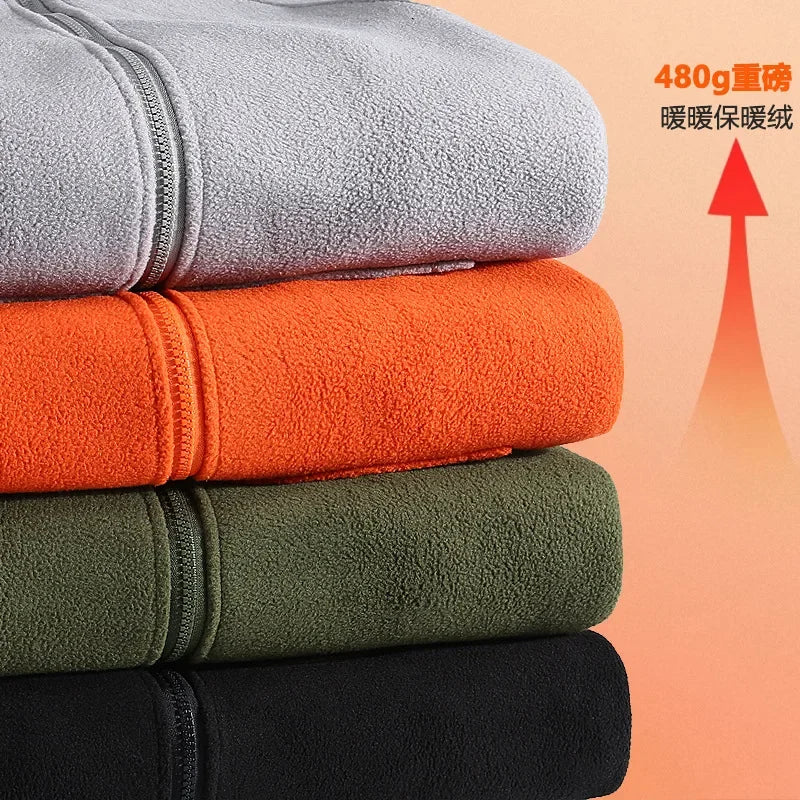 2024 Men's Hooded Shirt Long Sleeve Thickened Polar Fleece Zip-up Hoodies Warm Autumn Winter Jacket Male Big Size 12XL 10XL Plus