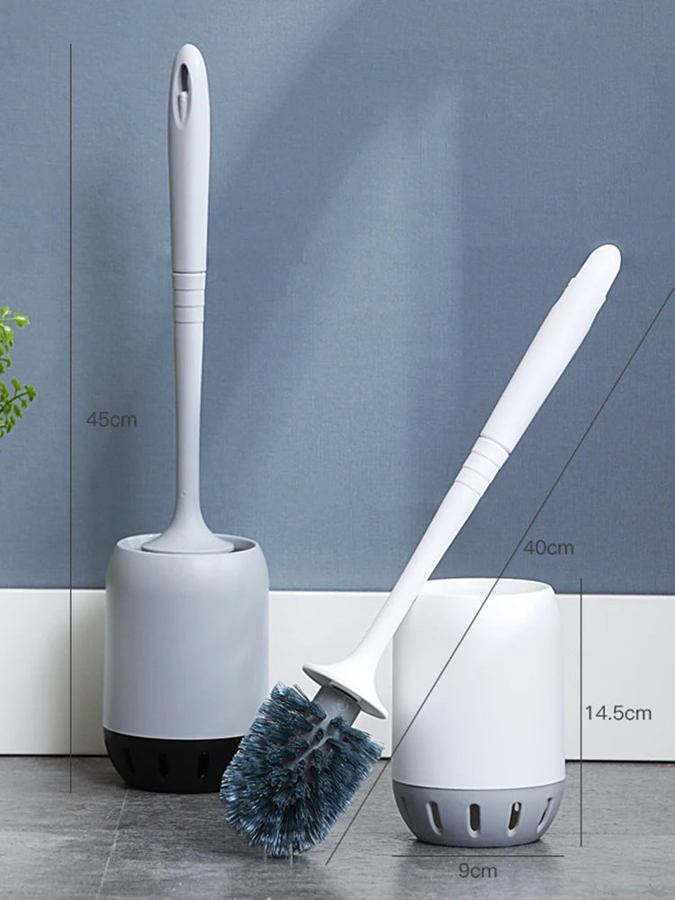 WORTHBUY Punch-Free Toilet Brush With Holder Plastic Cleaning  Brush Wall-Mounted Toilet Wash Brush Bathroom Accessories