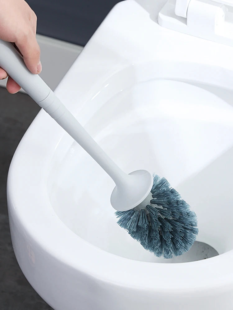 WORTHBUY Punch-Free Toilet Brush With Holder Plastic Cleaning  Brush Wall-Mounted Toilet Wash Brush Bathroom Accessories