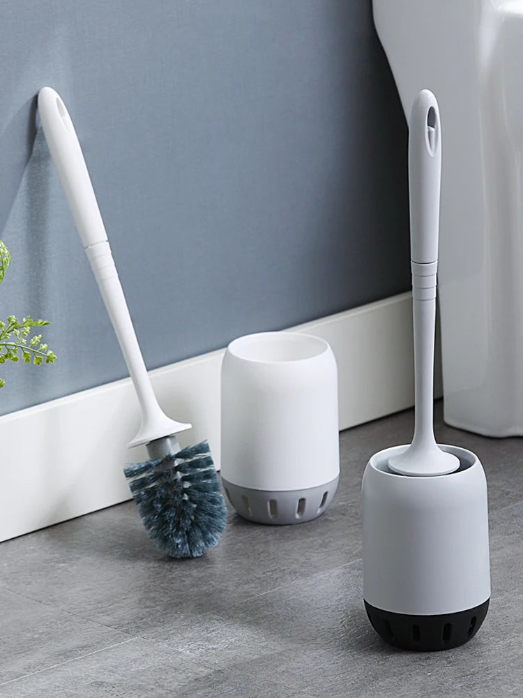 WORTHBUY Punch-Free Toilet Brush With Holder Plastic Cleaning  Brush Wall-Mounted Toilet Wash Brush Bathroom Accessories