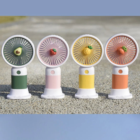 Handheld Small Fan Cartoon Cute Fruit Flower Portable Desktop Lazy Phone Holder Multi-purpose Student Summer Electrical Fan Usb