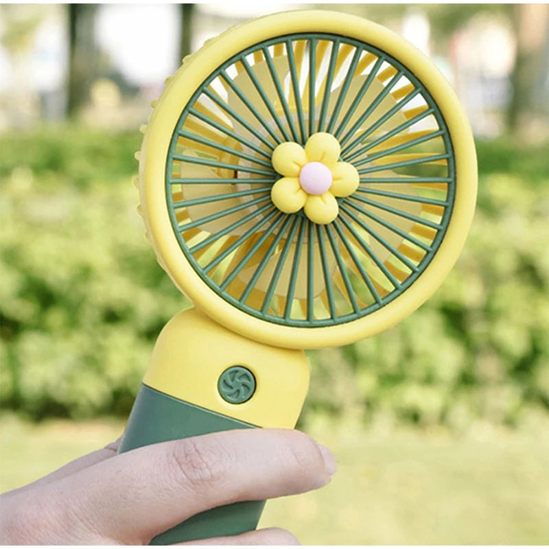 Handheld Small Fan Cartoon Cute Fruit Flower Portable Desktop Lazy Phone Holder Multi-purpose Student Summer Electrical Fan Usb